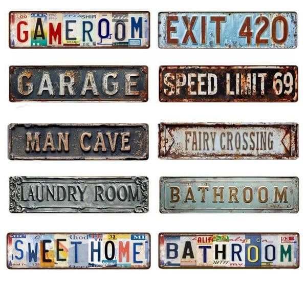 Vintage Metal Sign BATHROOM EXIT 420 GARAGE Metal Sign for Kitchen Home Man Cave Garden Henhouse Bar Cafe Club Wall Decor C260529