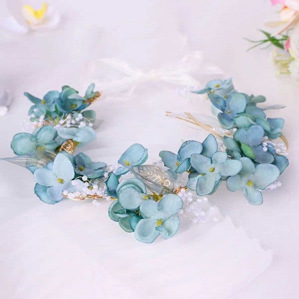 Handmade Flower Crown For Women Blue Forest Floral Wreath Headband Sweety Romantic Hair Accessories Girls Photography Props M260529