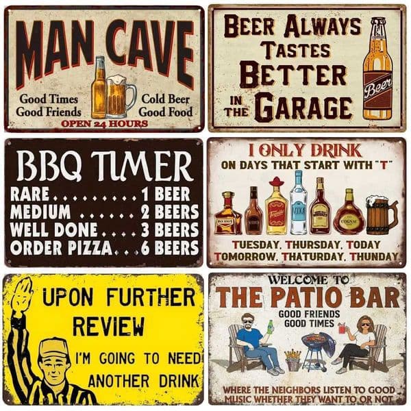 Vintage Beer BBQ Metal Aluminum Sign Plaque - Retro Wall Decor for Home Kitchen Bar Cafe Garden Man Cave Decorative Plates C260529