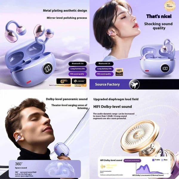 Wireless New Earphones With Digital Display Bluetooth 54 New Earbuds Dolby-Level Sound Hi-Fi Audio Dynamic Range With Mic X260529