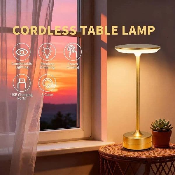 Wierless Simple LED Desk Restaurant Bar Table Dimming Atmosphere Retro Portable Charging Touch USB Read Lamp