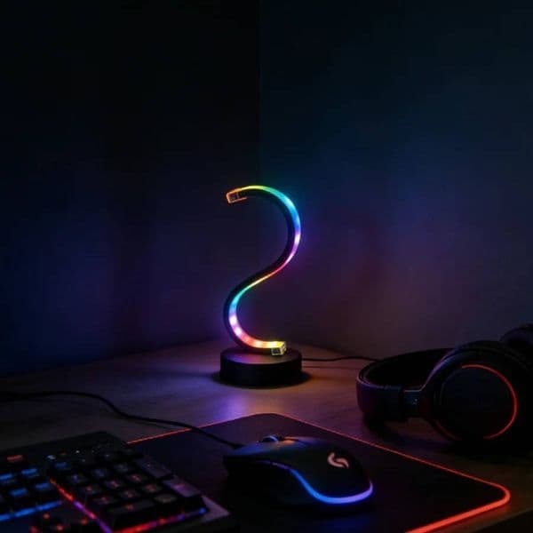 1Pc RGB S-Shaped LED Table Lamp, Color Changing Ambient Night Light With USB Port For Bedroom, Gaming Room, And Home Decor