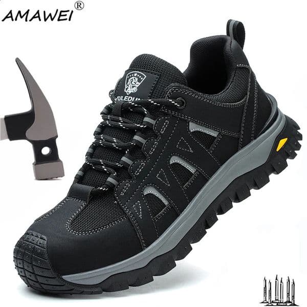 Steel Toe Safety Shoes Men Work Safety Boots Lightweight Breathable Comfortable Sneakers Men Boots Slip-resistant shoes 260528