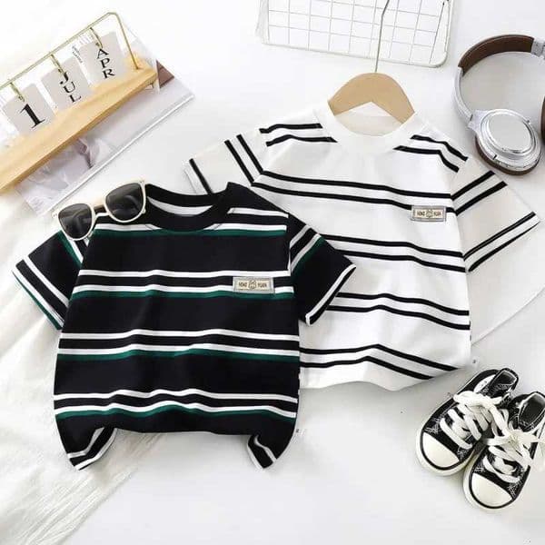 2025 Summer New Boys Striped T-Shirts Value Children Girls Tops Short Sleeve O-Neck Cotton Kids Clothes 2-10YR260529