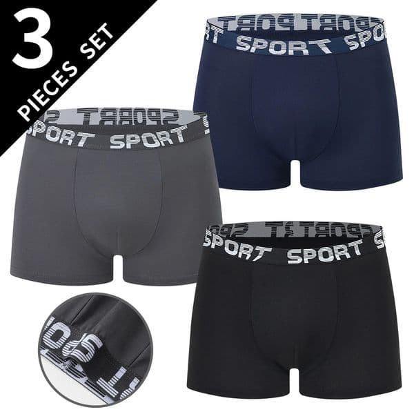 3piece set of mens four season casual sports underwear boxer shorts simple plus size elastic waist comfortable beach 260528