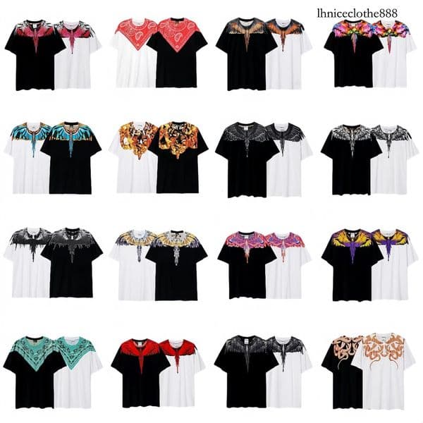 Colorful Wings Feather Print T-Shirt MB Version Unisex Couple European American Trendy 7e d3