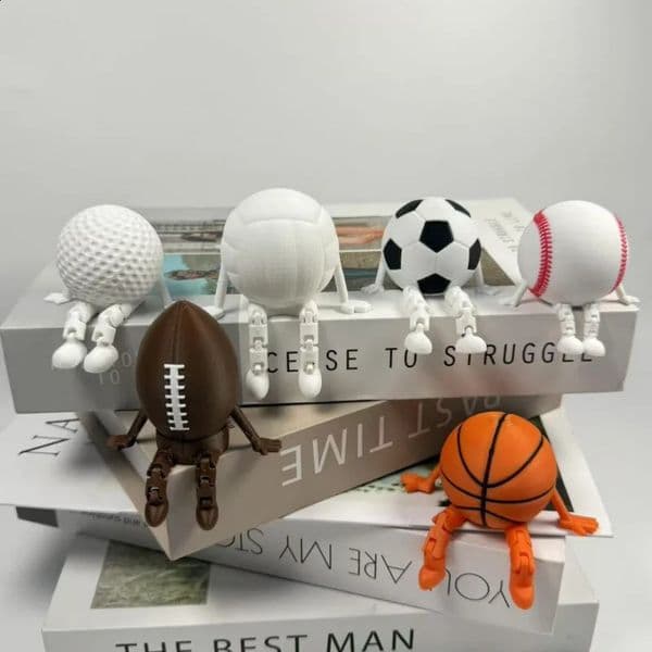 Articulated Sports Ball Figurines Creative Golf Soccer Basketball Decor Home Office Movable Joint Desktop Ornaments Idear Gift 260529