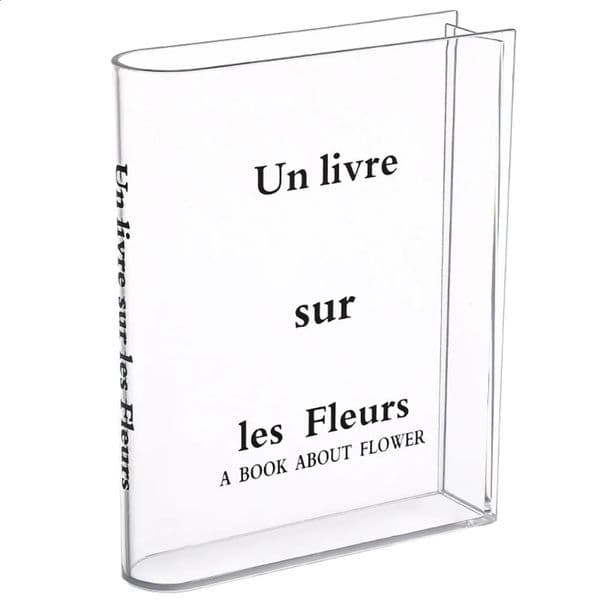 Modern Book Letter Acrylic Vase Aesthetic Minimalist Transparent Vase Unique Shape Clear Book Vase Bookshelf Display 260528