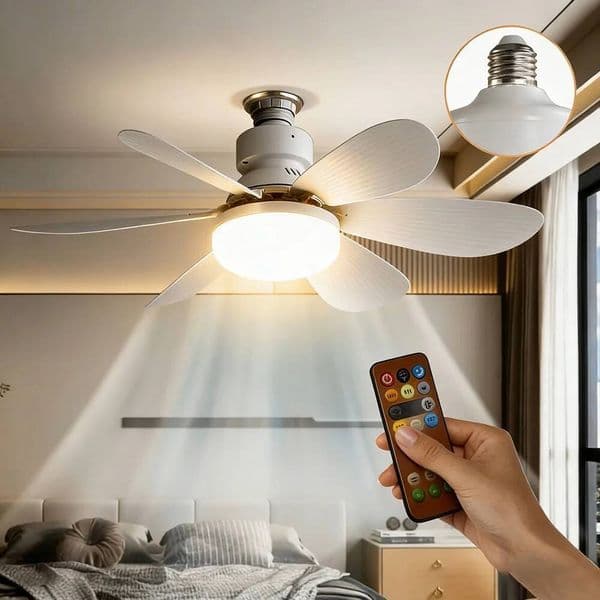 30W/40W LED Ceiling Fan Light E27 Socket with Remote Dimming for Living Rooms Home Offices General Lighting ddmynov
