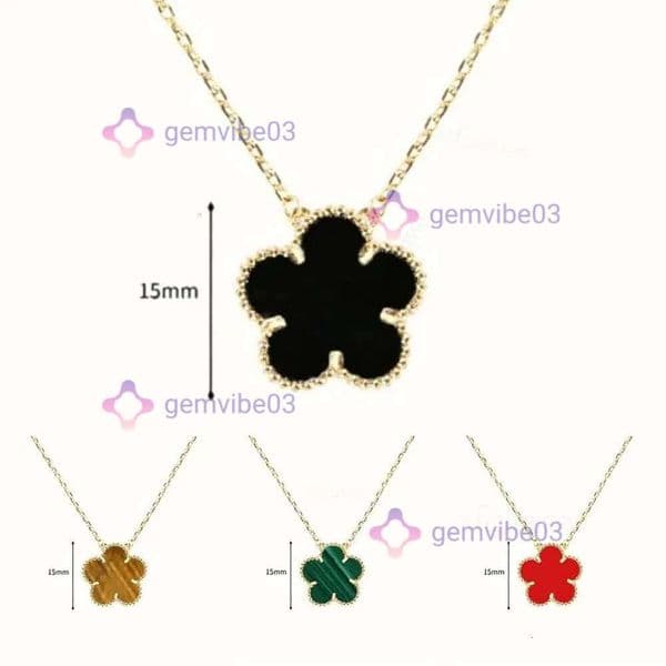 15mm Clover Stainless Steel 18k Gold Charm Classic Designer Jewelry Mother of Pearl Flower Pendant Necklace Women Luxury Gift jewellery