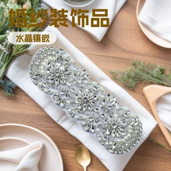 Handmade Rhinestone Crystal Bridal Belt Silver Beaded Waist Sash for Wedding Gown Bridesmaid Prom Dress Accessories