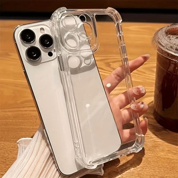 Suitable for iPhone 17 transparent phone case 15PROMAX four-corner anti-drop space shell protective cover Apple 17e airbag