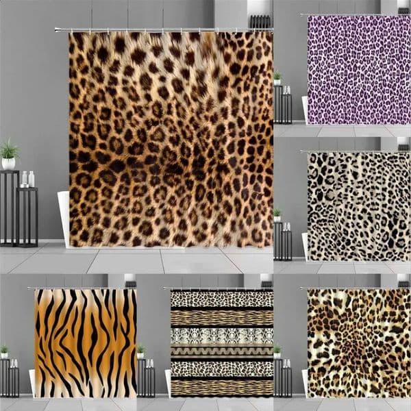 Designer Africa Wild Animals Leopard Pattern Shower Curtain Pink Brown Tiger Leopards Print h Home Bathroom Decor Gifts Waterproof Curtains Free Shipping 13