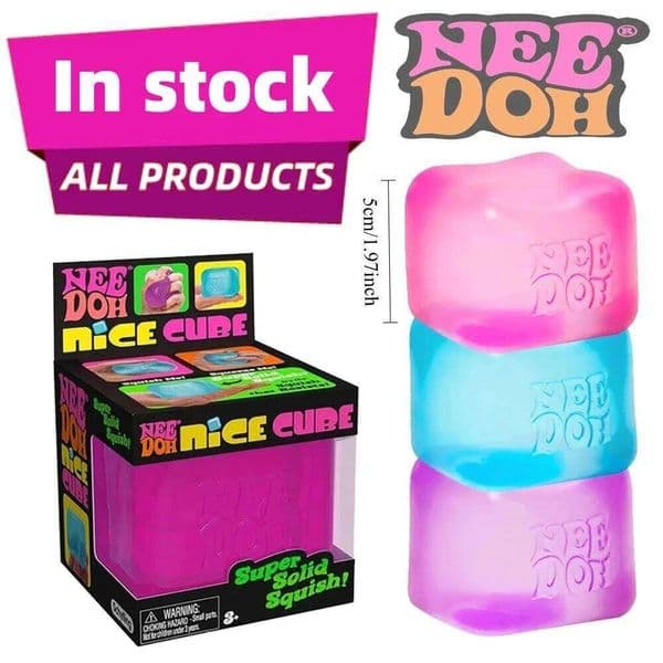 In Stock Schylling NeeDoh Nice Squeeze Toy with Super Solid Squish Stress Relief Anxiety Sensory Tool - 2.25" Cube 26L0529