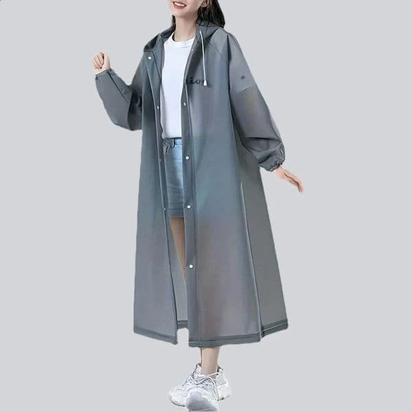 Lightweight Reusable Hooded Raincoat for Women - Waterproof EVA Rain Poncho for Outdoor Activities 260528