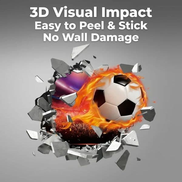 3D Football Soccer Wall Stickers Self Adhesive Removable Decals for Boys Room Bedroom Decor Kids Sports Theme Decoration 260529