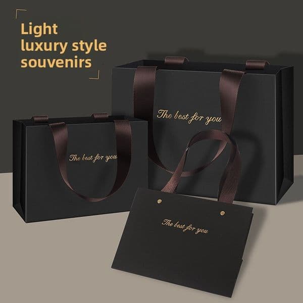 High-end simple black handbag, men's birthday gift shoe and clothing packaging paper bag, souvenir bag