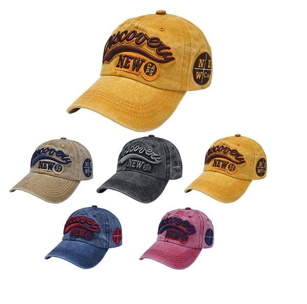 Washed Cotton Baseball Cap Letter Embroidery Adjustable Vintage Dad Hat Unisex Outdoor Sun Hats