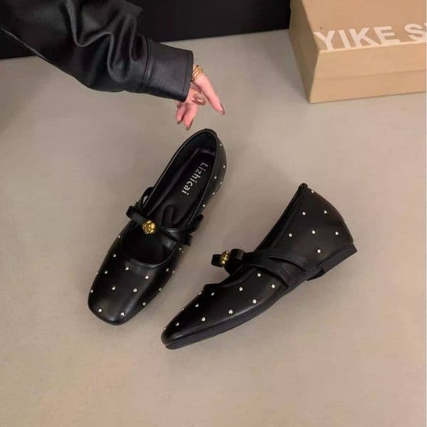 Bestseller French-style elegant shoes, 2026 spring new model, camellia Mary Jane women's with bow, evening small leather shoes