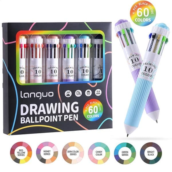 36 Pack Multicolor Pens 2860 Colors 10in1 Colored Ballpoint Pen 08mm Fine Point Smooth Writing Retractable 260529