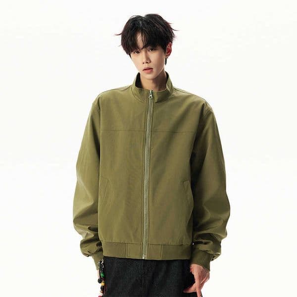 American-style minimalist stand-collar jacket for men loose fit trendy outdoor workwear casual versatile flight jacket L260528