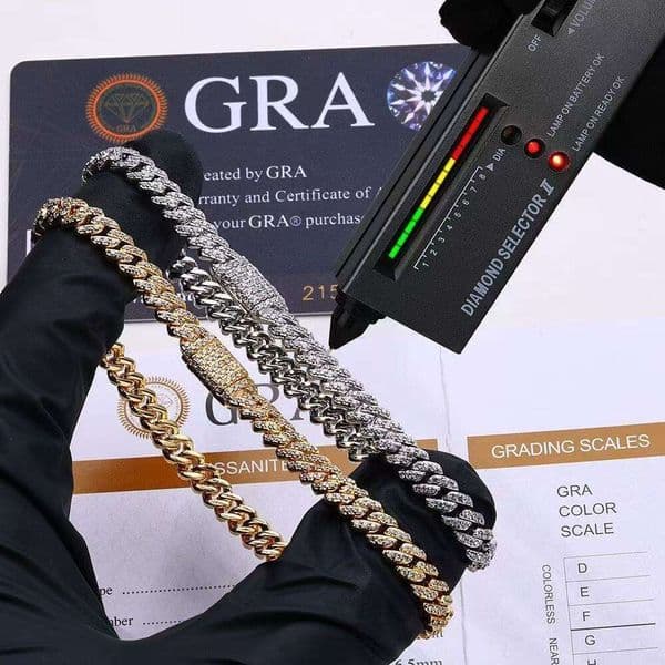 High-end designer necklace and bracelet 8mm test Moissanite Cuban necklace Pure Sier brand - VVS grade single row fine chain ice crystal inset