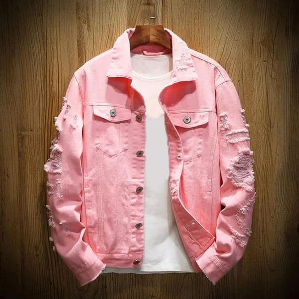 Ripped Hole Jean Men Jackets Outerwear Warm Denim Coats Turndown Collar Loose Buttons Men Denim Jackets Solid Color Denim Coat 260525