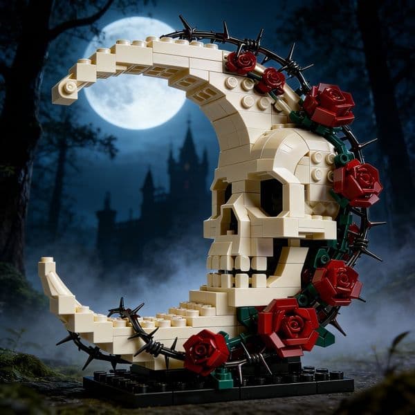 Dark Style Skull Rose Blocks Decorative Ornament
