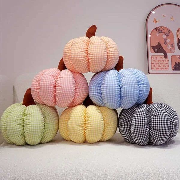 18/25/30CM Cotton Checkered Pumpkin Plush Toys Lovely Pumpkin Pillow Sleeping Cushion Halloween Decor Birthday Gift M260529