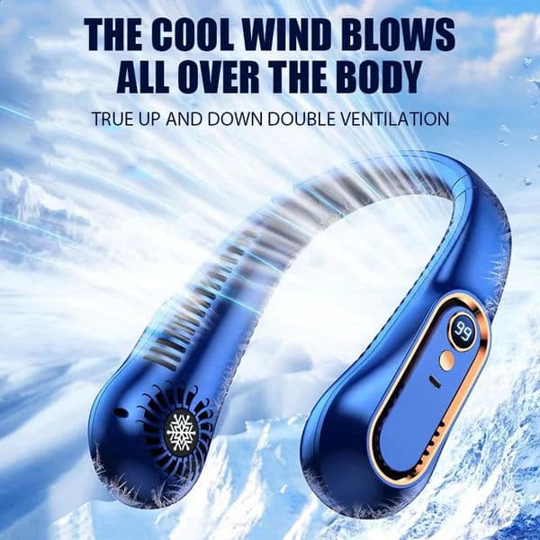 Portable Mini Hanging Neck Fan Bladeless Neckband Fan Digital Display Power Air Cooler USB Rechargeable Electric Fans 260527