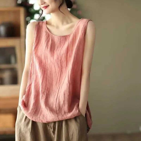 Plus Size Womens Summer Elegant Solid Color Womens Clothing Cotton Linen Breathable Comfortable Office Lady M260529