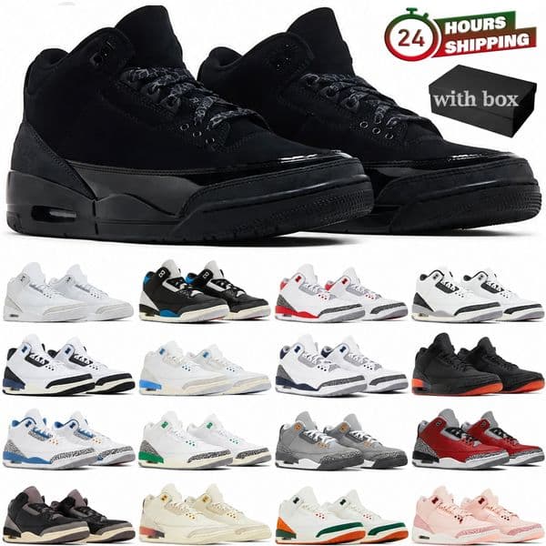 2026 New Original Basketball Shoes Men 3s Designer Black Cat Cement 3 White Cement Reimagined Fire Red UNC Trainers Sneakers