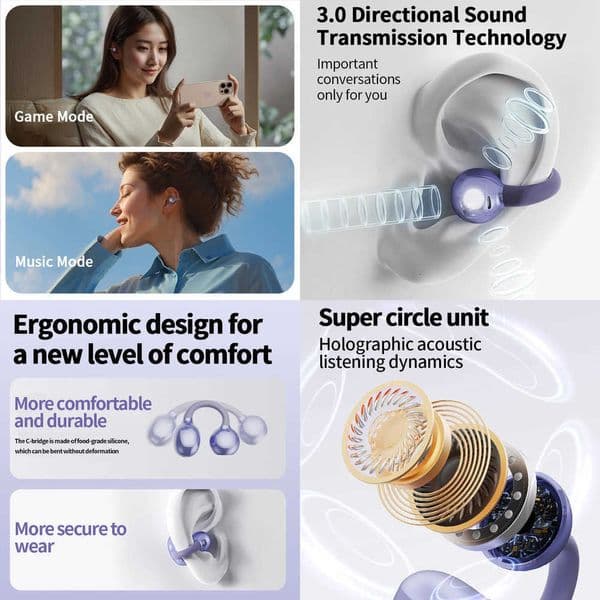 New Sport Earclip Wireless Headphone Bluetooth Earphone audfonos bluetooth inalmbrico Gaming LED Display Game and Music Mode X260529