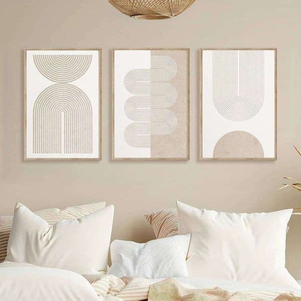 3pcs Modern Geometric Abstract Canvas Prints Neutral Beige Europe Style for Living Room Home Decor Art Poster Gifts 26L0529