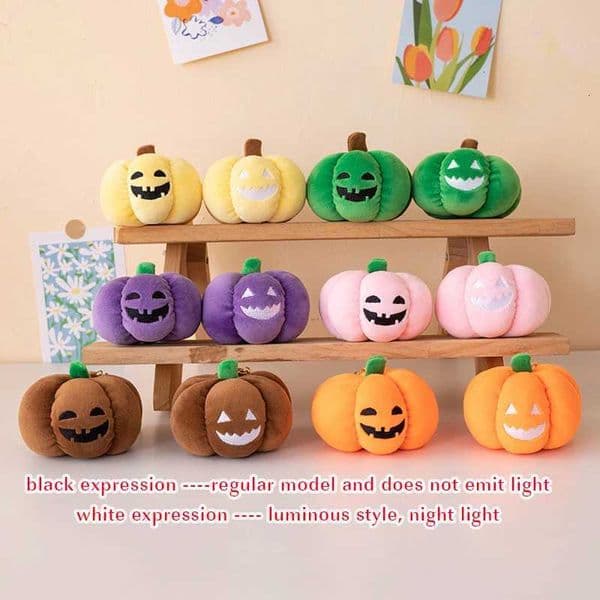 1Pc 10CM Colorful Christmas Pumpkin Plush Toys Funny Night Light Pumpkin Pendant Dolls Cute Xmas Gift Halloween Decor M260529