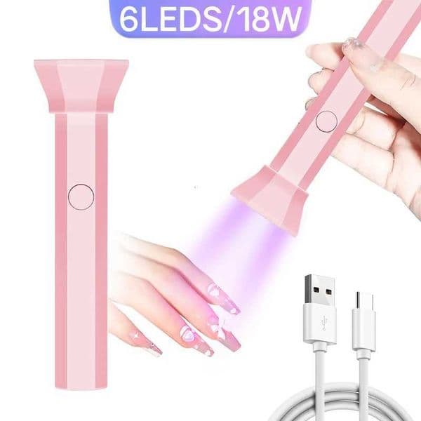 Portable Handheld UV LED Flashlight Nail Lamp 6LEDS Beads Quick Dry USB Nail Dryer 18W Machine Nail Gel Dry USB Salon ToolR260529
