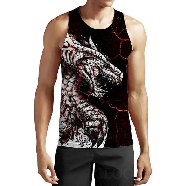 Summer Mens Tank Top 3D Western Dragon Printed Vests Fashion Strtwear Gym Muscular Man Slveless Top Oversized Male Clothing D260529