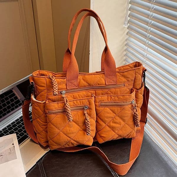 Womens Shoulder Bag Large-Capacity Casual Multifunctional Commuter Handbag Versatile Diamond Quilted Crossbody Bag 260528