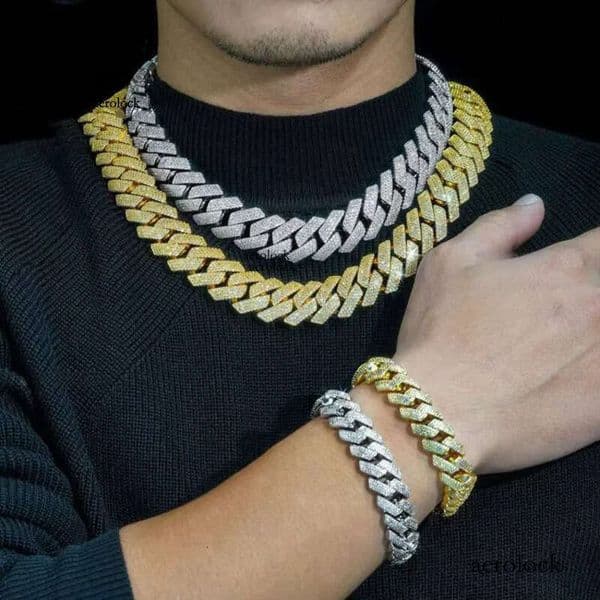 15mm 20mm Gold Sterling Sier Hip Hop Moissanite Dia Cuban Link Chain Necklace for Men 67