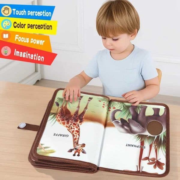 Interactive Animal Touch Book For Baby Early Learning Puzzle Cloth Storybook With Tiger Monkey Soft Baby Book Toys Gift C260529