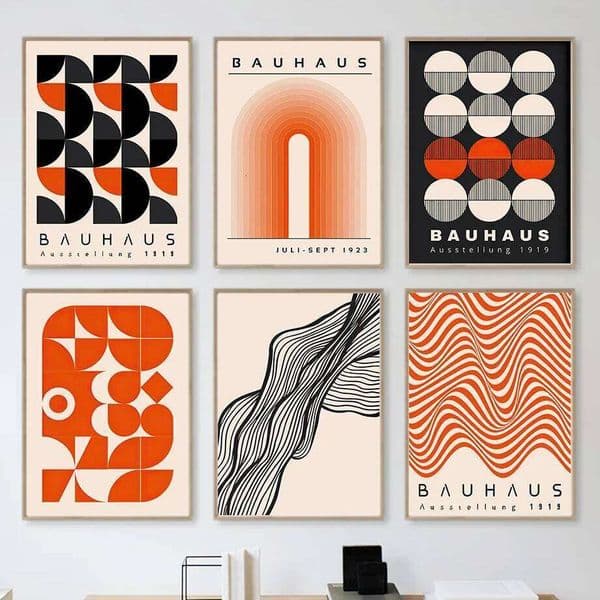 Bauhaus Geometric Lines Rainbow Wall Art Poster Nordic Abstract Canvas Prints for Modern Hotel Bar Living Room Decor 26L0529