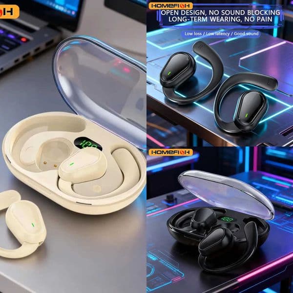 HOMEFISH D88 New OWS Open-ear Wireless Bluetooth Earphones with Extended Battery Life Pain-Free Over-the-Ear Sports Headphones X260529