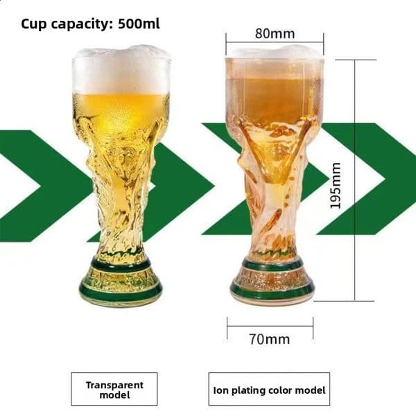 Football Trophy Beer Glass Cup 500ml High Borosilicate Glass Beer Mug Fathers Day Boy Friend Fan Gift for 2026 Soccer Matches 260529