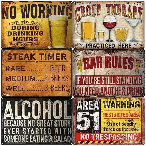 Funny Bar Metal Sign Retro Plaque Vintage Sign Alcohol Drinker Pub Club Man Cave Kitchen Wall Decoration C260529