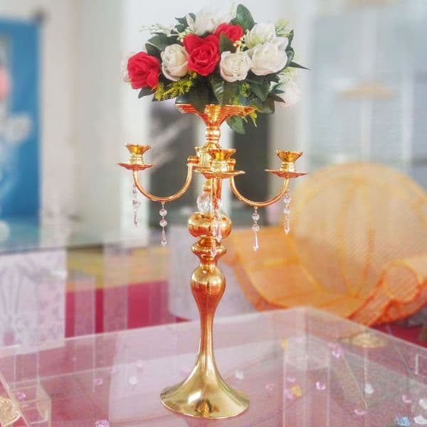 perfume 2026 58Cm Gold 5 Arms Crystal Candelabra Candle Holders Wedding Centerpiece Flower Rack Bowl cologne Candlestick Event Party Candelabrum Free Shipping