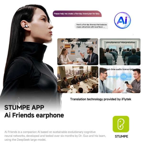 Dmooster D95 OWS Bluetooth 60 Earphones HiFi Sound Ai Translation Wireless Headphones Ear Clip Noise Canceling Sports Earbuds X260529