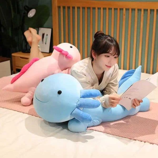 Giant Colorful Newt Plush Toy Stuffed Cute Axolotl Salamander Fuzzy Long Plush Fish Appeasing Long Pillow Cushion Kids Gift M260529