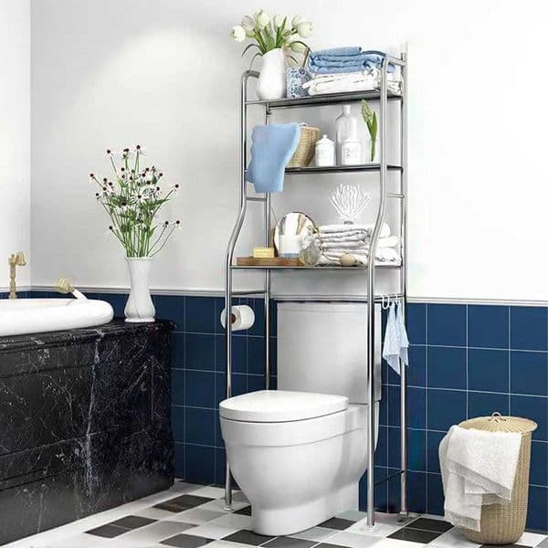 Over Toilet Storage Shelf2/3-Tier Freestanding Over The Toilet StorageMetal Bathroom Shelves with Paper Holder and RemovableR260529