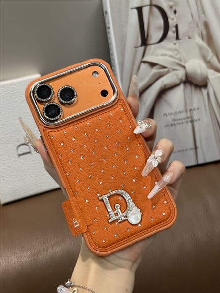 Luxury Rhinestone Leather Case for iPhone 17/17 Pro Max/16/15 Pro Max/14/13Pro Shockproof Fashion Designer Phone Cover Case
