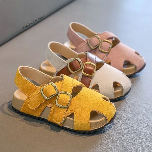 Suede Leather Childrens Sandals for Girls Fashion Summer Girl Crosstied Beach Shoes Baby Instantdry Water Sandal I05112 260529